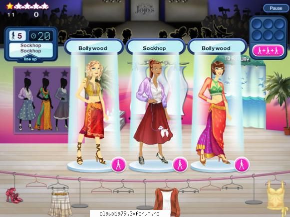 return to the runway with jojo and rosalind. make stylish outfits for female and male models as you